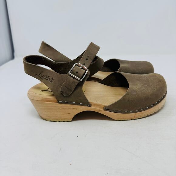 Lotta’s From Stockholm Brown Leather Clogs Wooden Sandals Size 37 - Picture 6 of 12